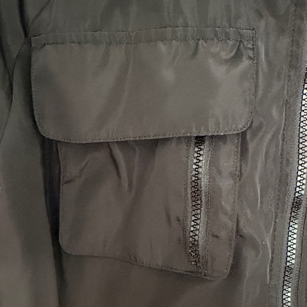 Forever 21 Colorblock Utility Jacket with Hood Black White Medium - Picture 3 of 9